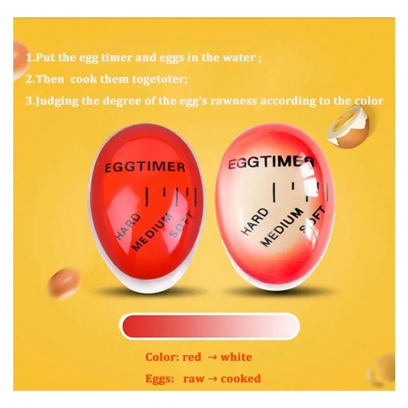 Cartoon Egg Timer Sensitive Hard & Soft Boiled Egg Color Changing Indicators Kitchen Boiled Egg Temperature Observer