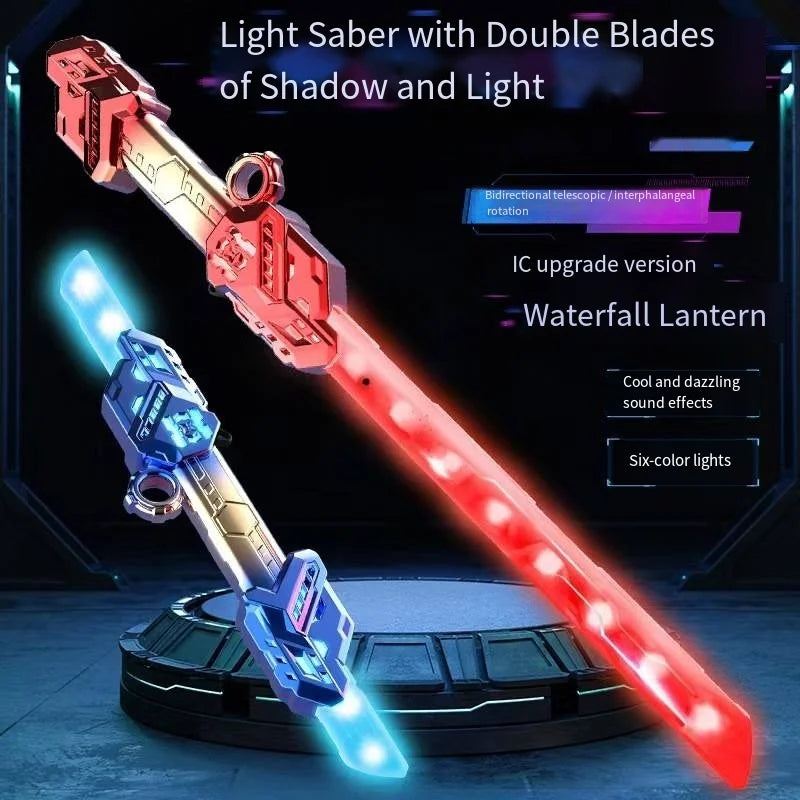 Cool Double Head Telescopic Rotating Laser Sword Telescopic Flash Blade Finger Rotating Laser Sword