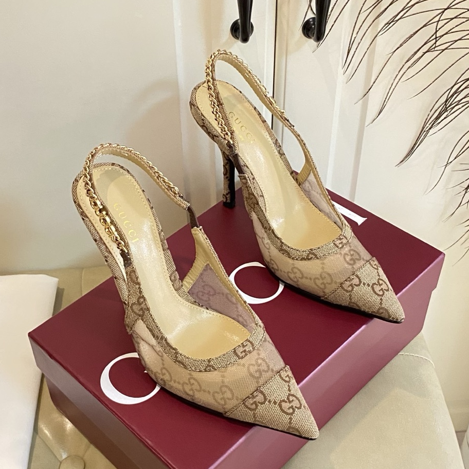 GG Fashion printed letter chain high heels 0725061702