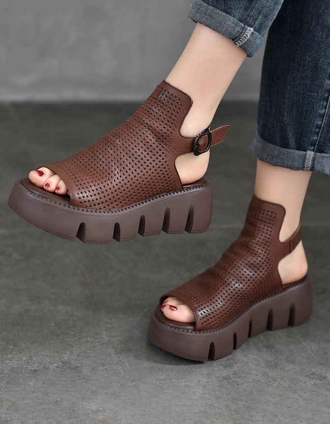 Comfortable Open Toe Retro Platform Sandals Slingback