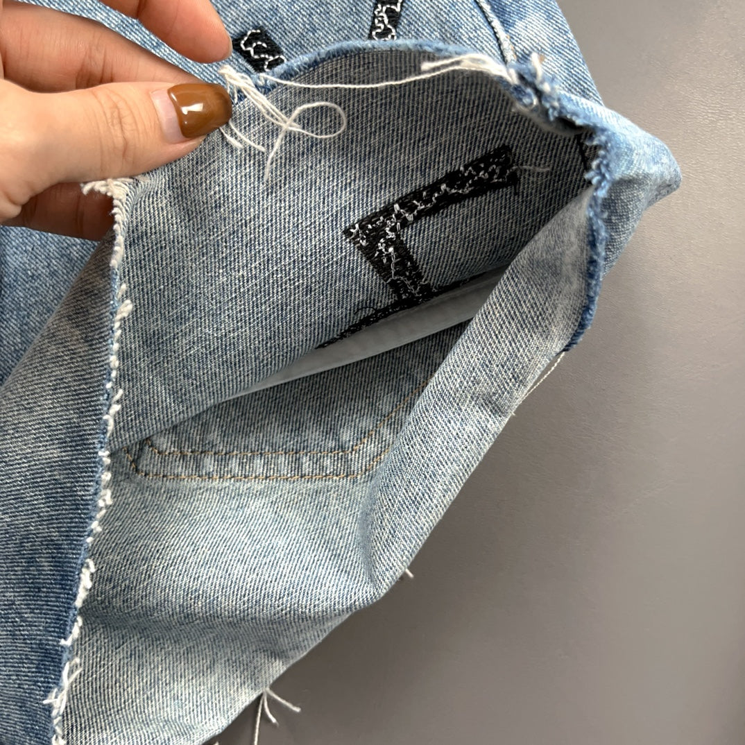 YSL fashion denim shorts 0725070105