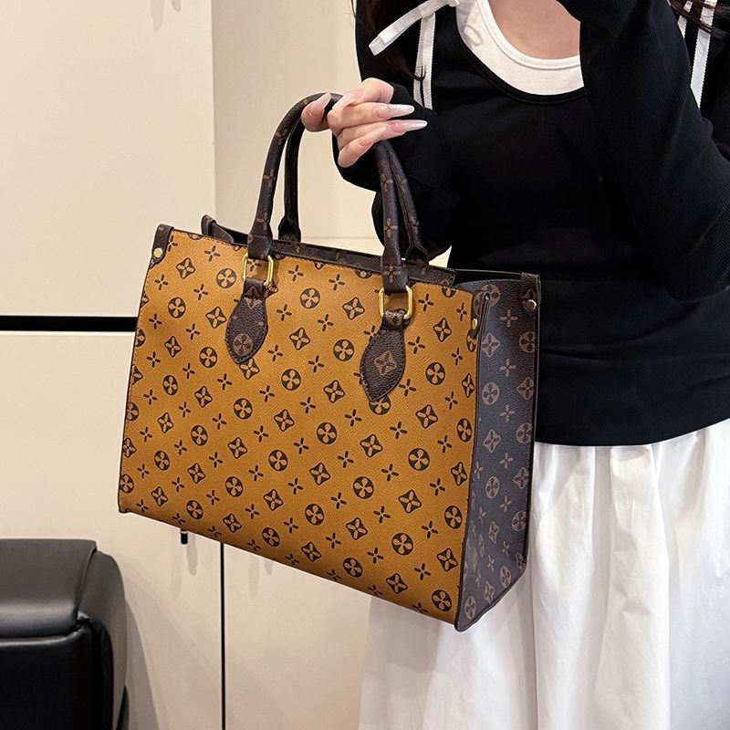 New old flower commuter texture large capacity tote bag