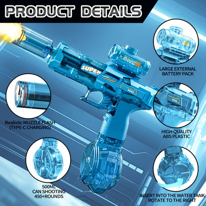 Electric Water Gun, Automatic Water Spray Gun, Water Toy Gun, Rechargeable Water Gun, Kids Water Gun, Adult Water Gun, USB Charging Water Gun, Beach Battle Toy, Pistol Toy, Beach Toy