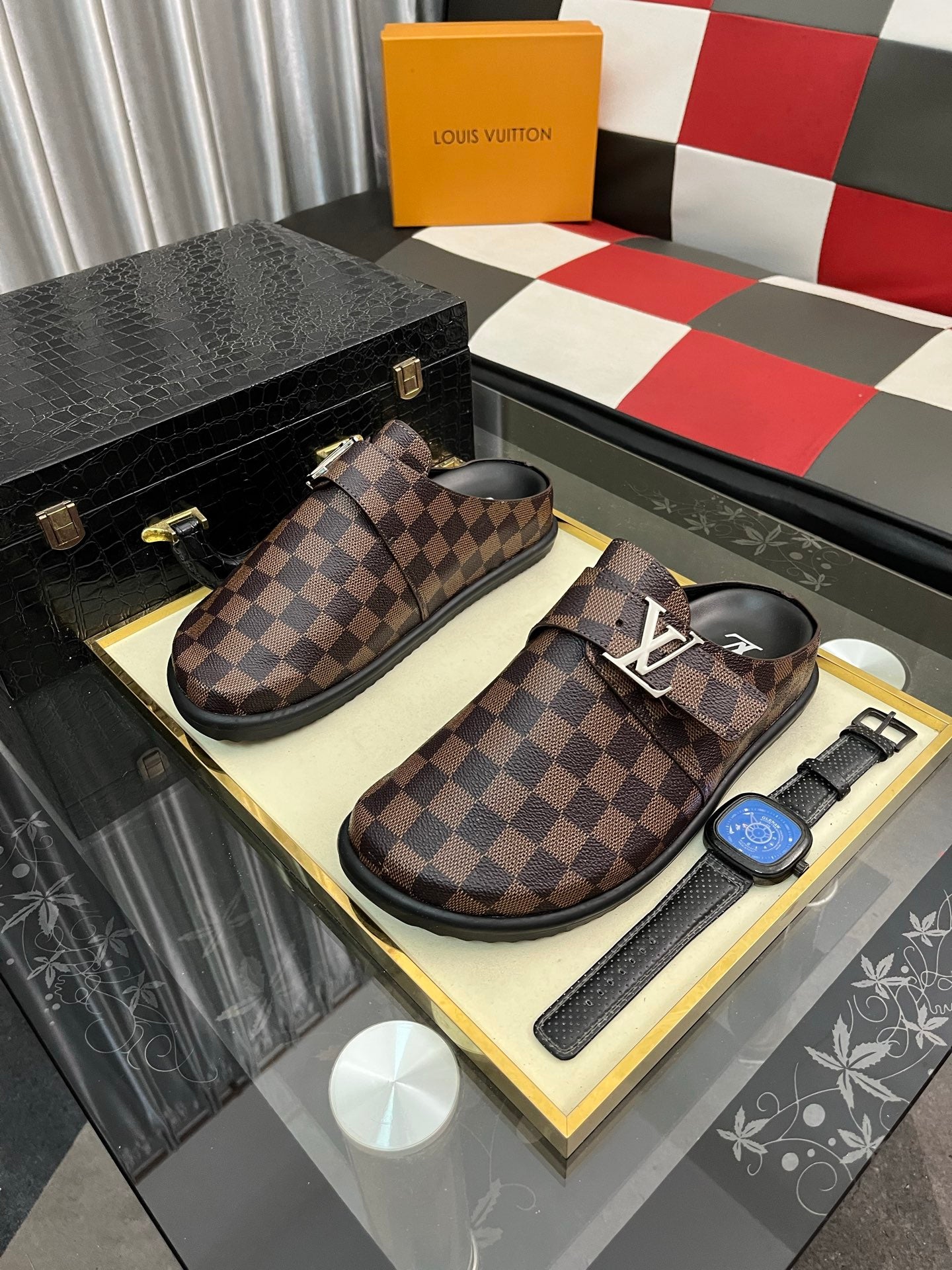 Lvv fashion casual plaid slippers 0725082903