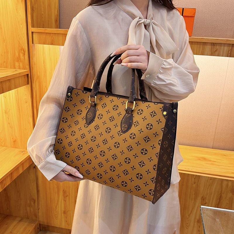 New old flower commuter texture large capacity tote bag