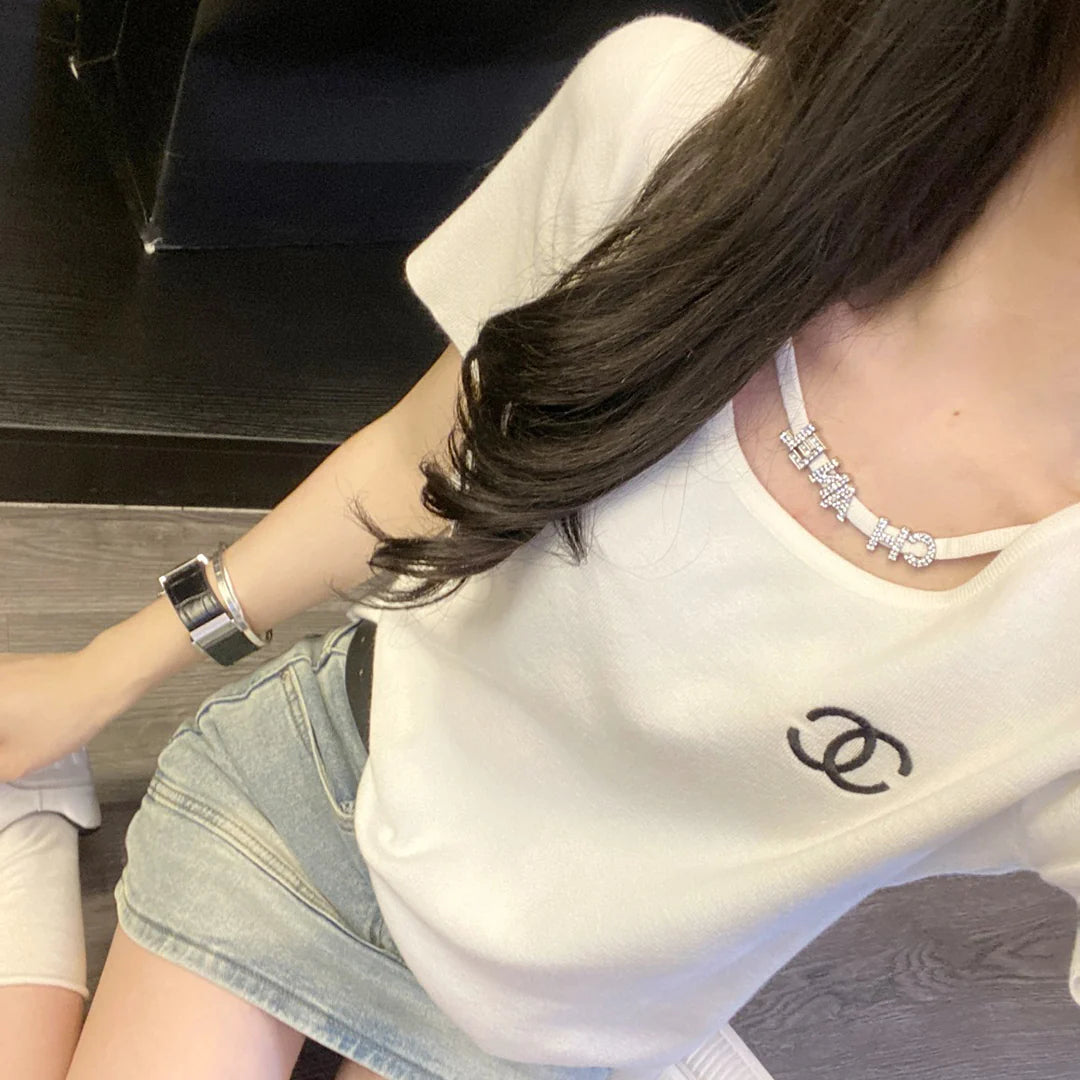 New Fashion Versatile Knitted Short Sleeves 1024040321