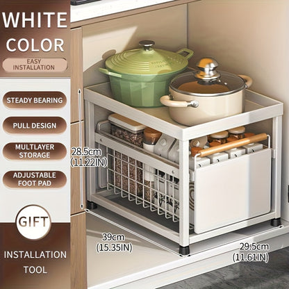 1 x Sliding Pull Out Drawer for Kitchen Cabinets - Sliding Cookware Organizer