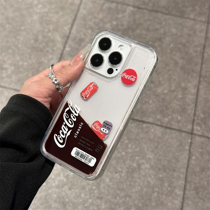 Creative Floating Coke Apple 16promax Quicksand Phone Case