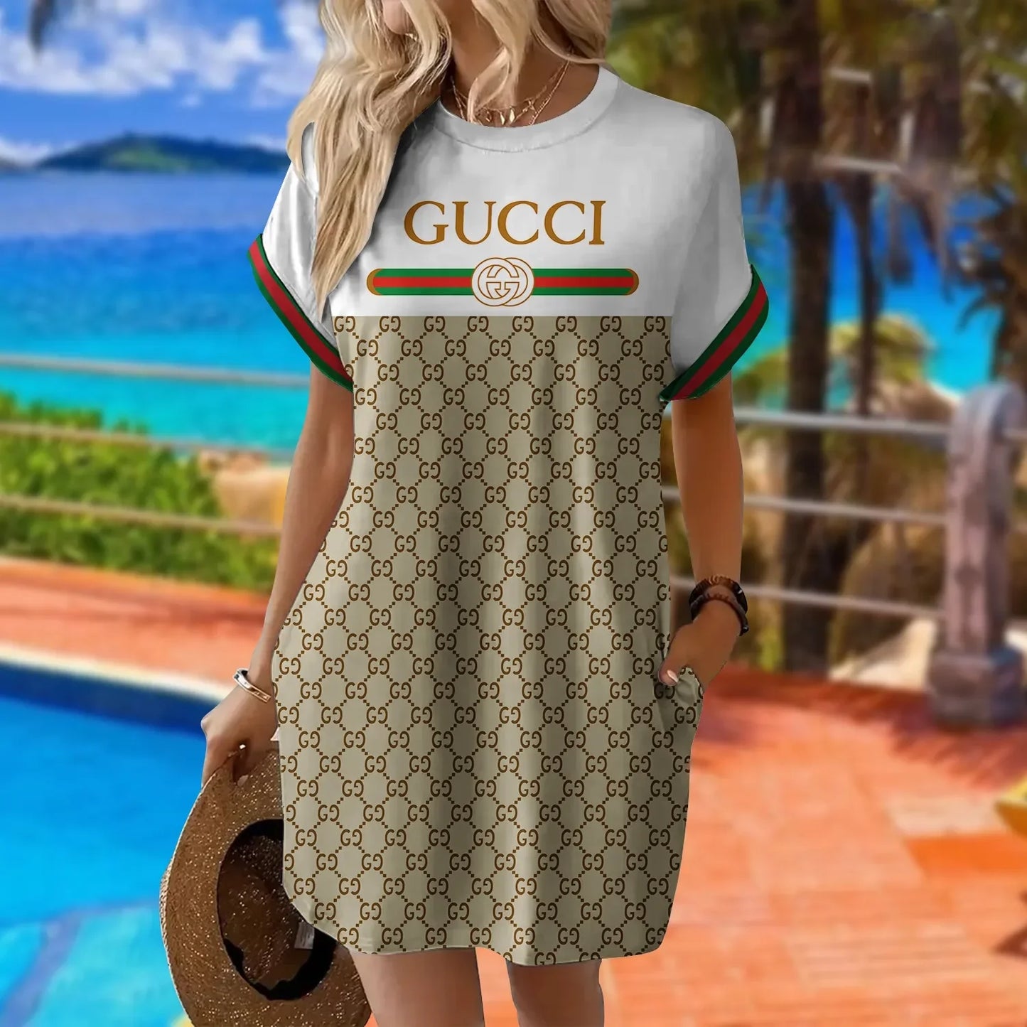 Premium Short Sleeve Pocket Dress 3D1025030418