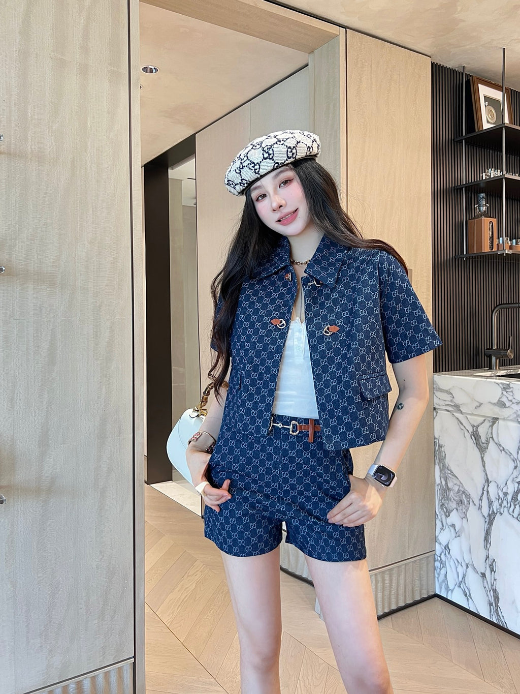 GG Fashion print short sleeve and shorts set 0725052811