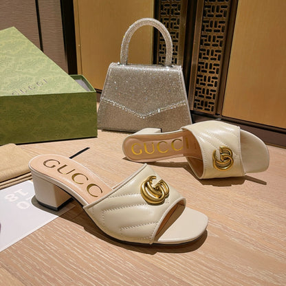 Black G Logo Handmade Leather women's High Heeled-WX05202362601