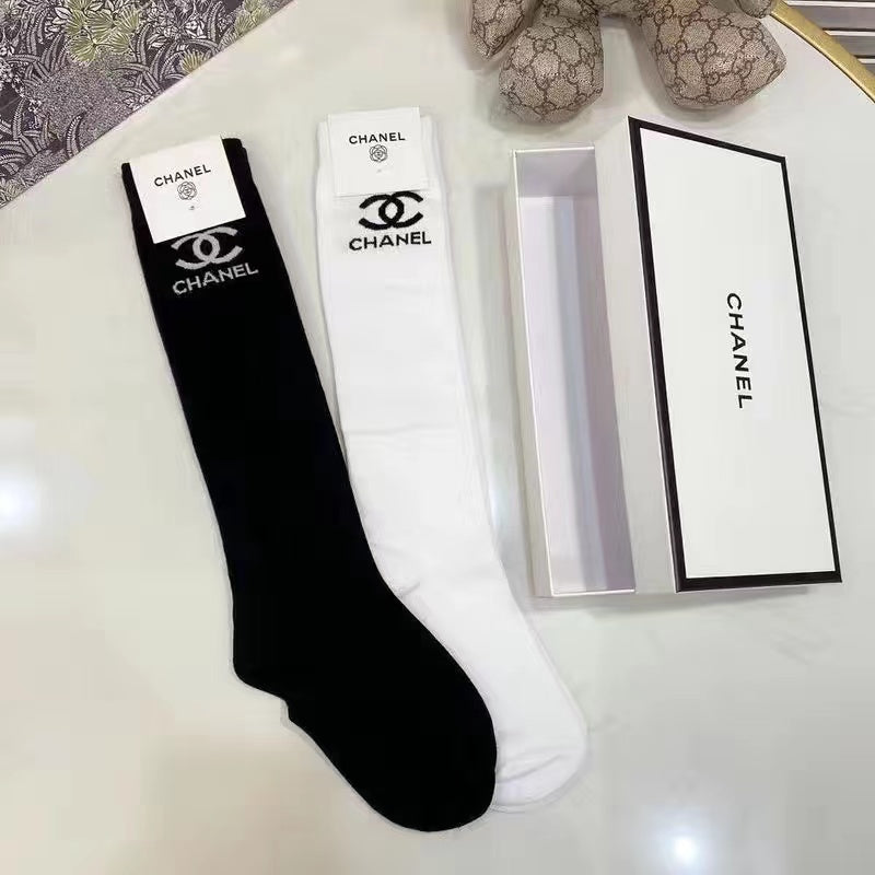 All-match new black cotton bronzing mid-length socks