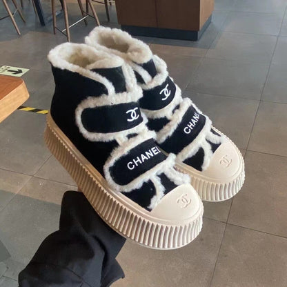 23 CL Velvet high-top and low-top genuine leather thick-soled warm Velcro fasteners, versatile and fashionable platform shoes PD 0423111405  1