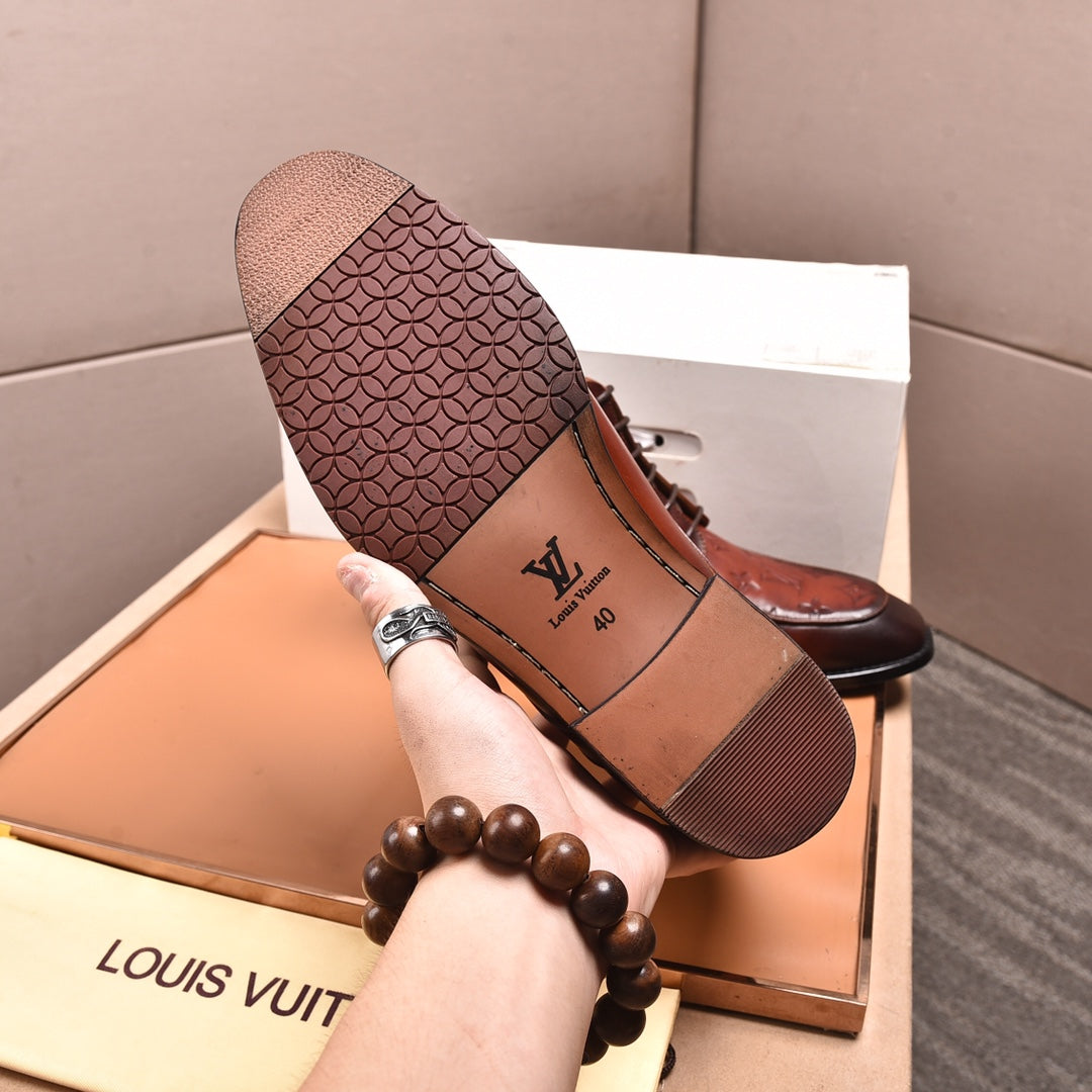 LVV high-top printed business leather shoes 0724120515