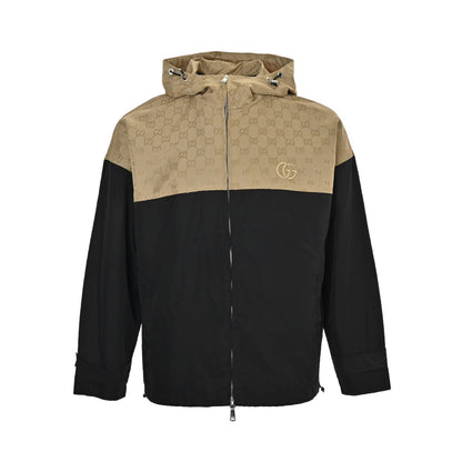 GG patchwork printed hooded trench coat 0725091002