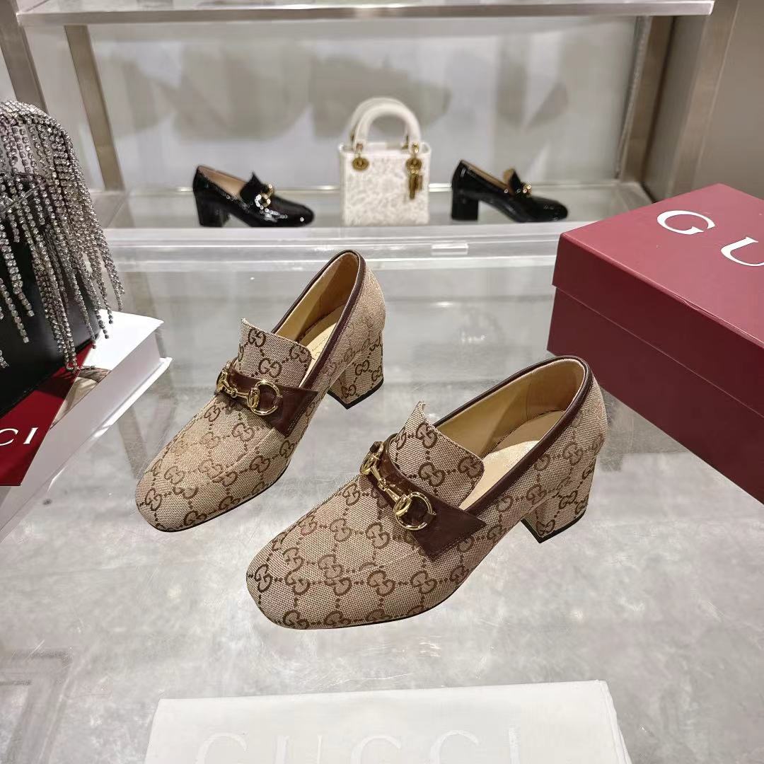 GG fashion print high-heeled loafers 0725102001