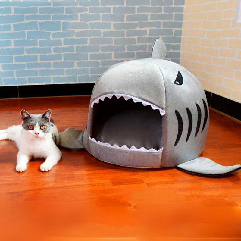 Shark Cat House Pet Soft Bed Basket Dog Cushion Cute Katten Tent Small Medium Puppy Sleeping Bed Warm Puppy Kennel Nest Mat
