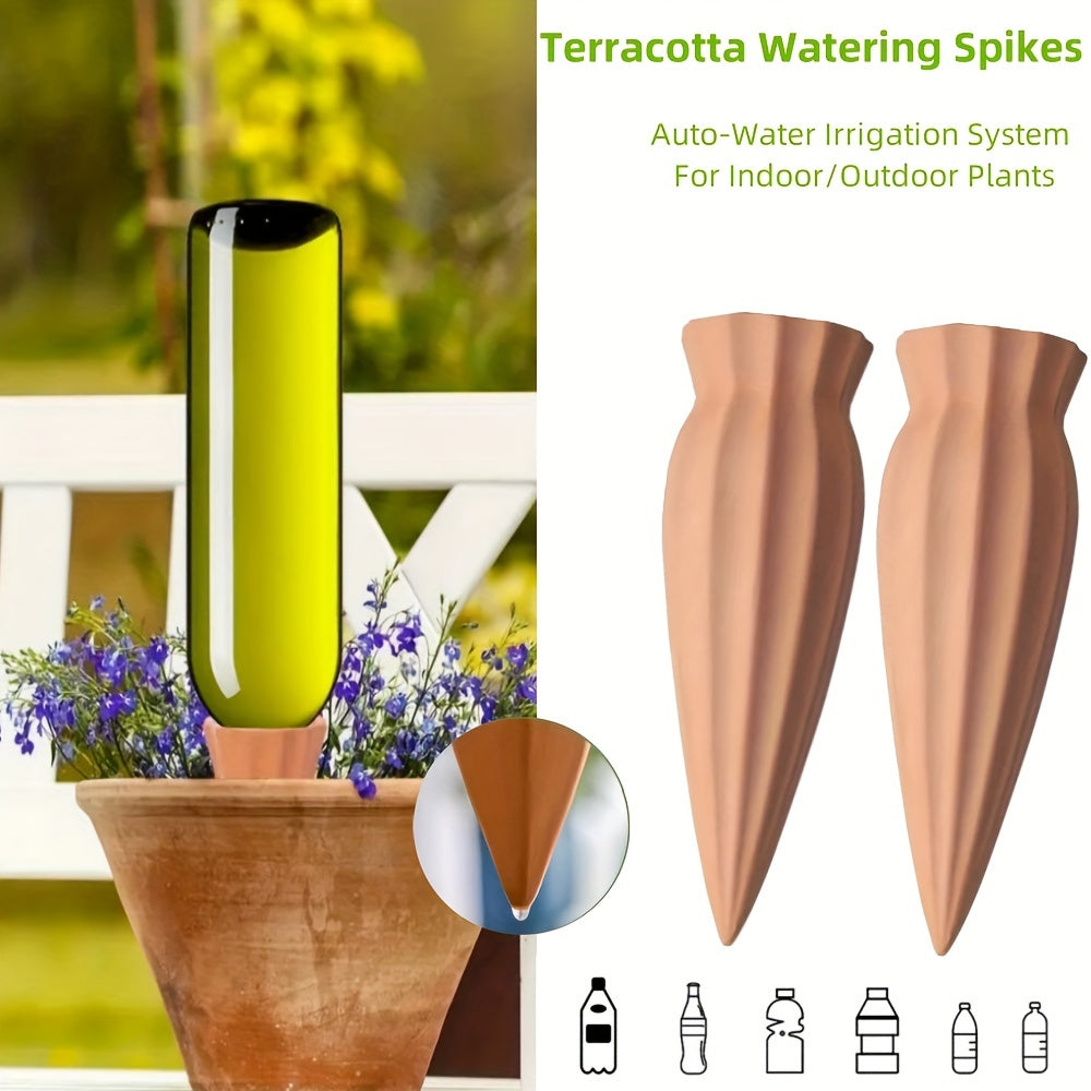 Terracotta Watering Spikes: Auto-Water Irrigation System for Indoor\u002FOutdoor Plants - Applicable to All Kinds of Bottles