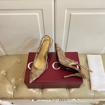 GG Fashion printed letter chain high heels 0725061702