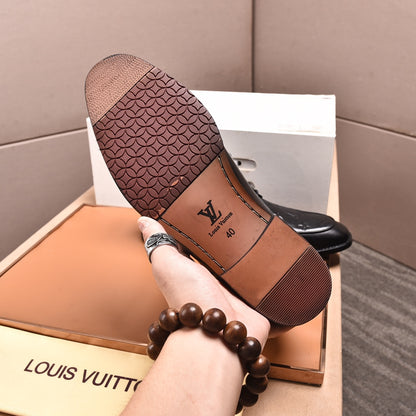 LVV high-top printed business leather shoes 0724120515