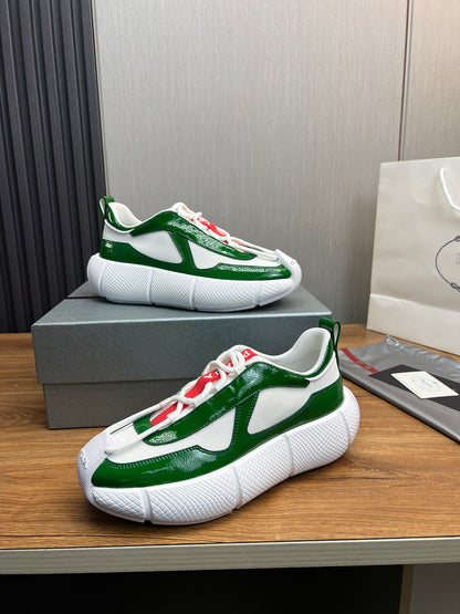 PR patent leather and mesh lace-up sneakers 0724111901