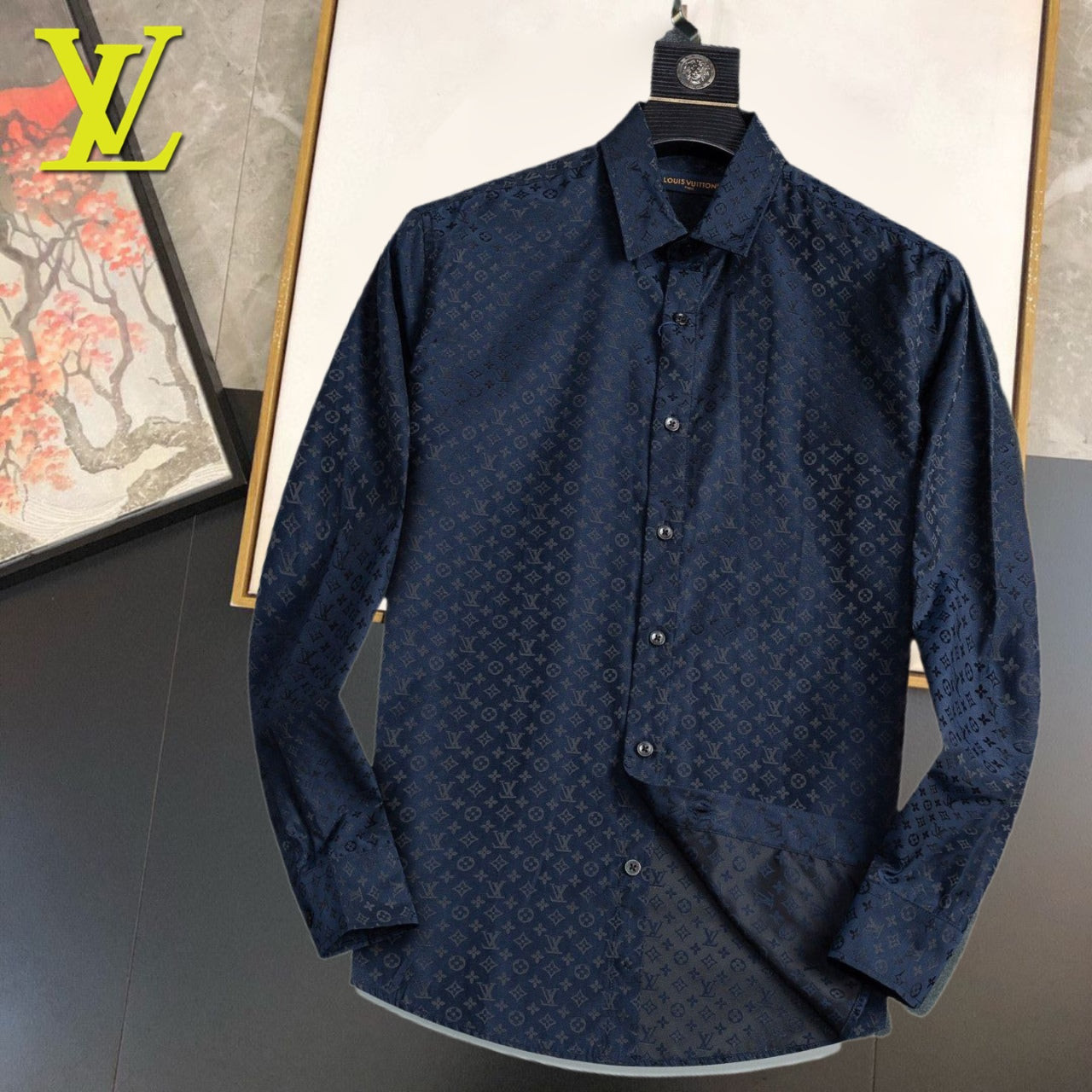 Lvv fashionable printed all-cotton lapel shirt 0725092601