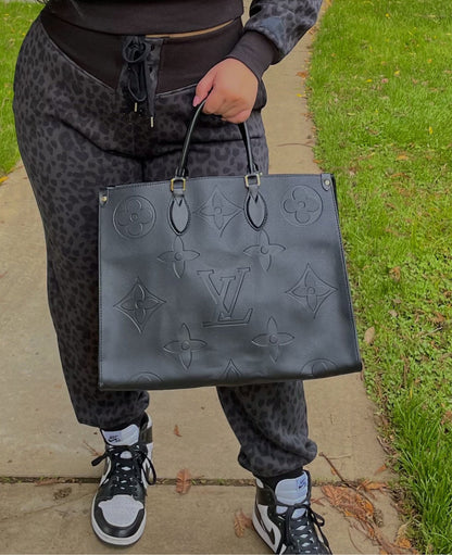 Handmade Leather Handbag On The Go Black Empreinte GM