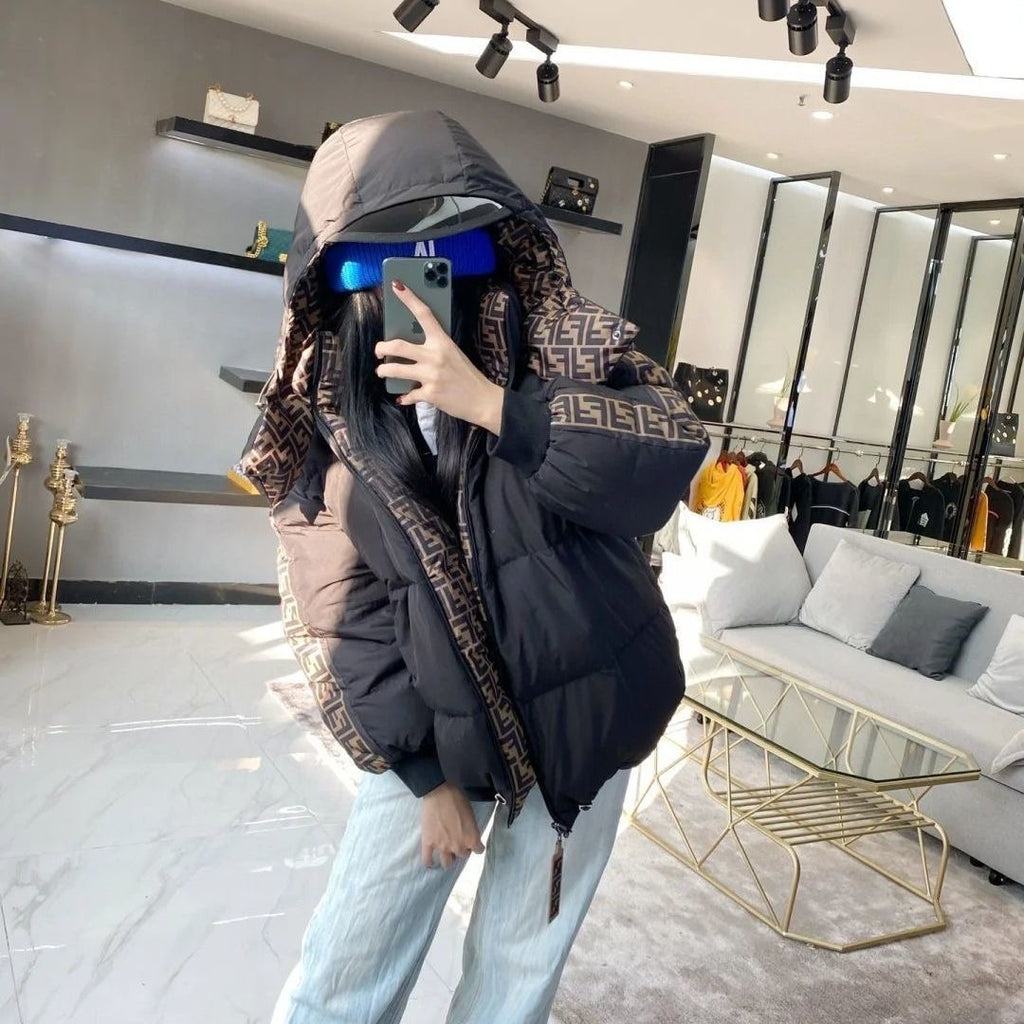 2023 New autumn and winter double-sided down jackets for men and women, loose casual plus velvet warm hooded jackets XC1523092002