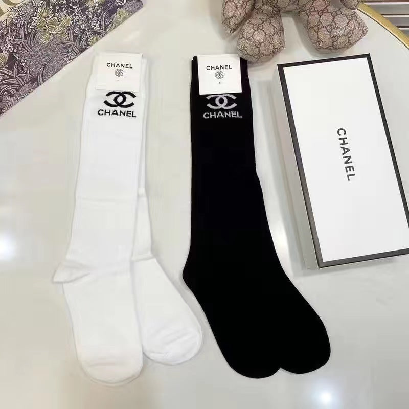 All-match new black cotton bronzing mid-length socks