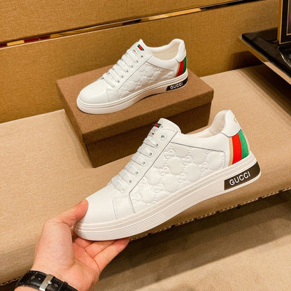 White leather  print sneakers