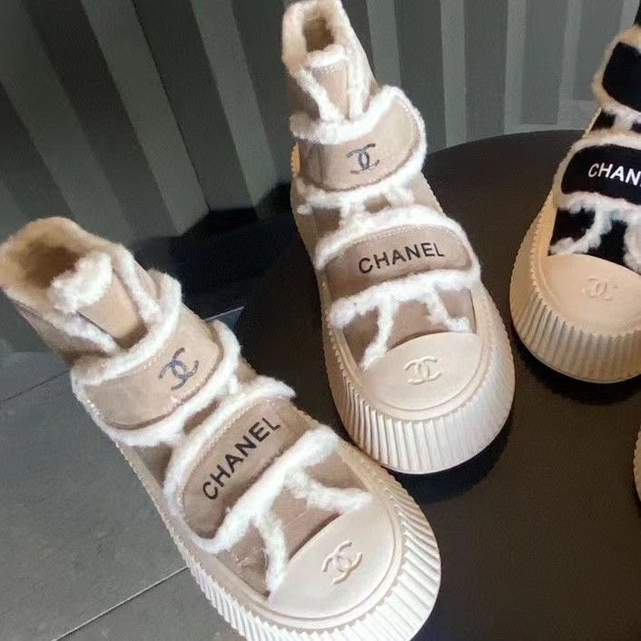 23 CL Velvet high-top and low-top genuine leather thick-soled warm Velcro fasteners, versatile and fashionable platform shoes PD 0423111405  1