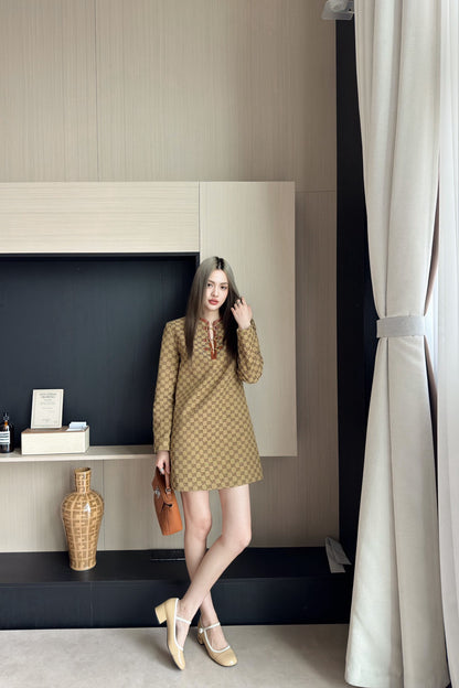 GG Fashion Khaki Printed dress 0725062010