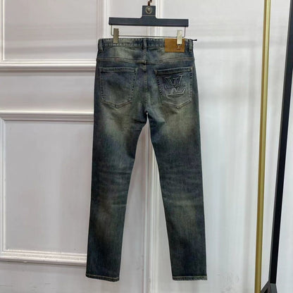 Simple Washed Stretch Pants Slim Fit Jeans