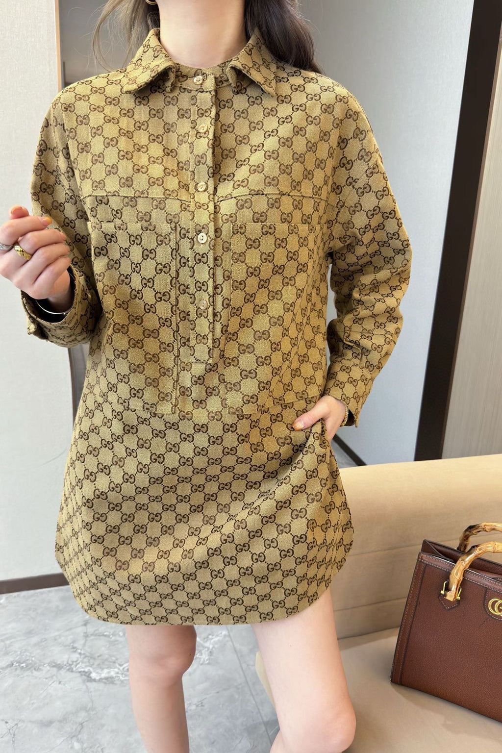 GG Fashion printed stand-up collar 0725062013