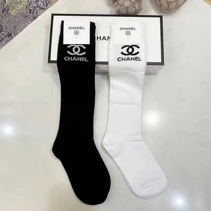 All-match new black cotton bronzing mid-length socks