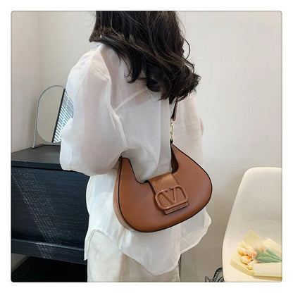 New Solid Color Litchi Underarm Bag Fashion Shoulder Bag 1024051518