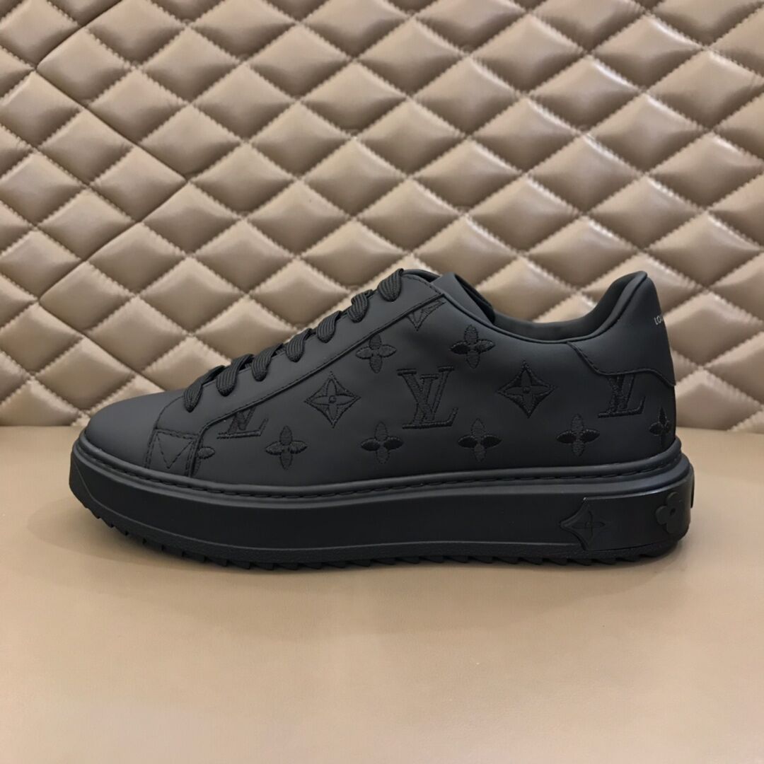 BLACK LEATHER MONOGRAM LUXEMBOURG SNEAKER