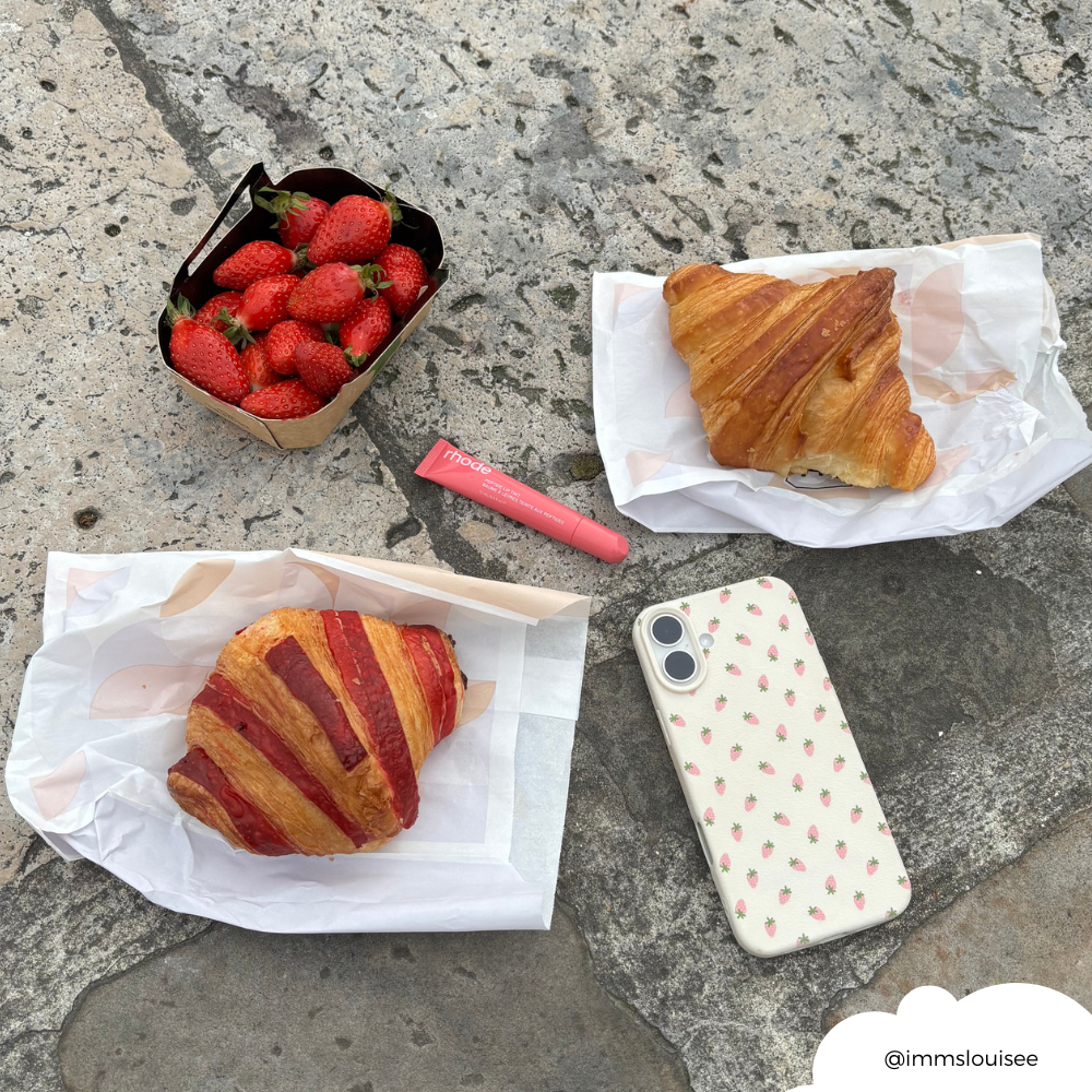 Ditsy Strawberries Phone Case - Soft White