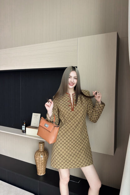 GG Fashion Khaki Printed dress 0725062010