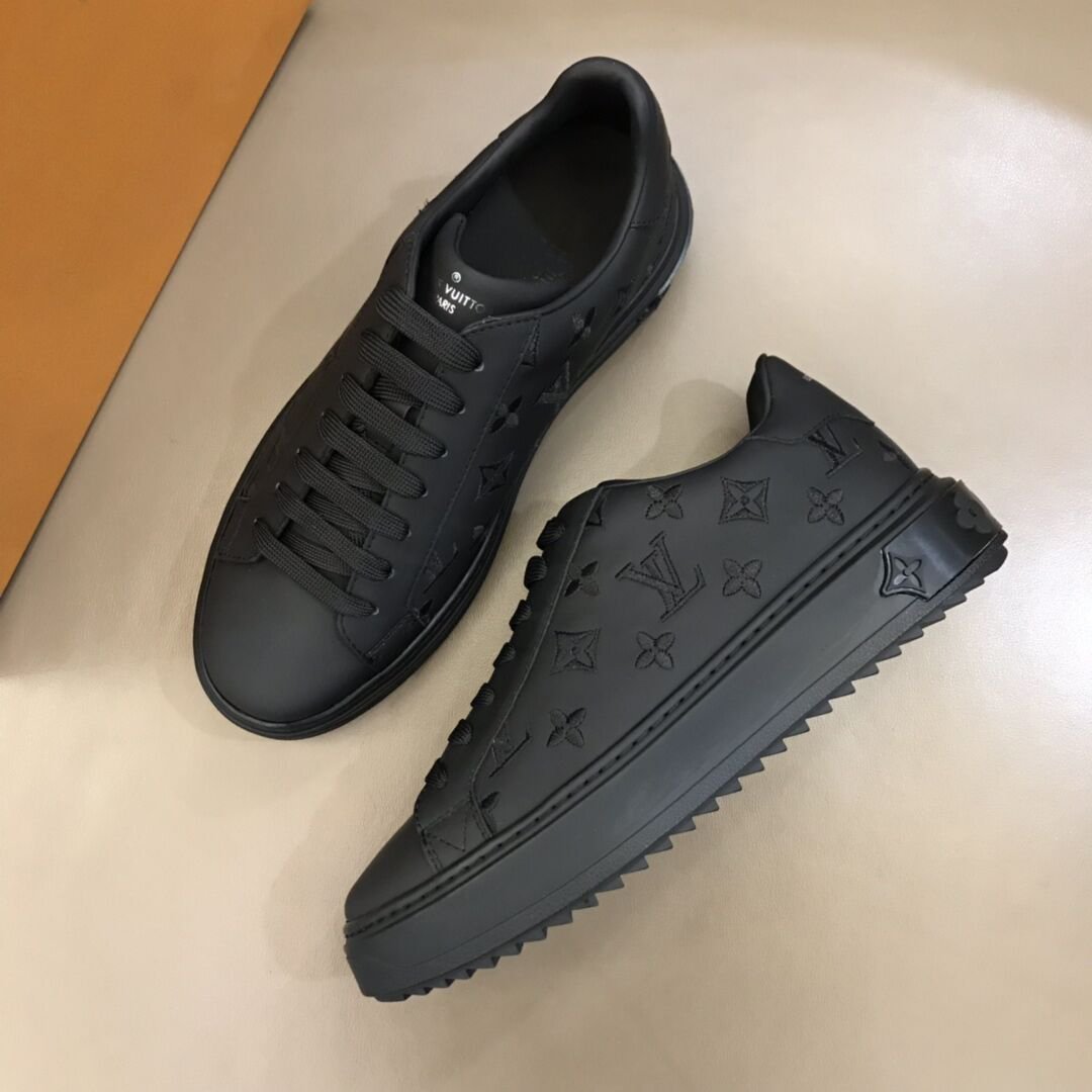 BLACK LEATHER MONOGRAM LUXEMBOURG SNEAKER