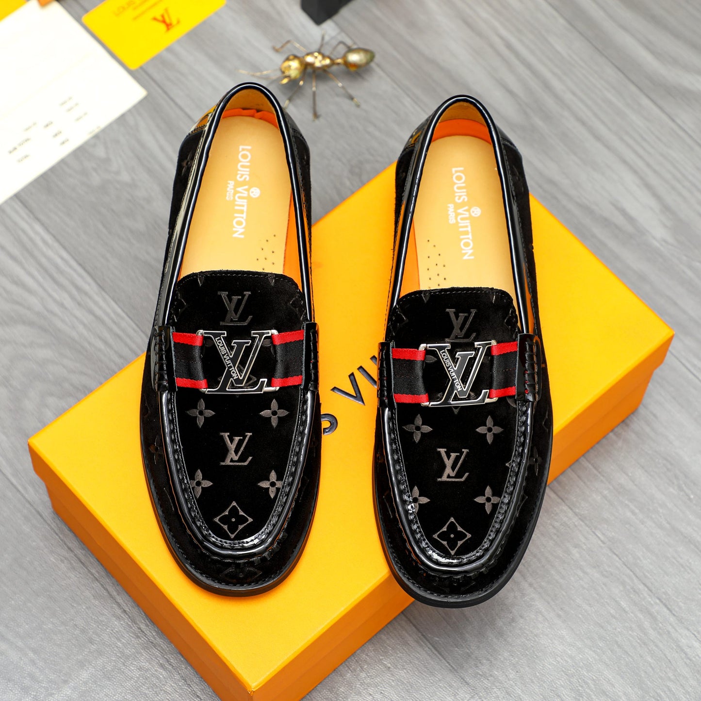Lvv suede printed cowhide upper leather shoes 0725073008