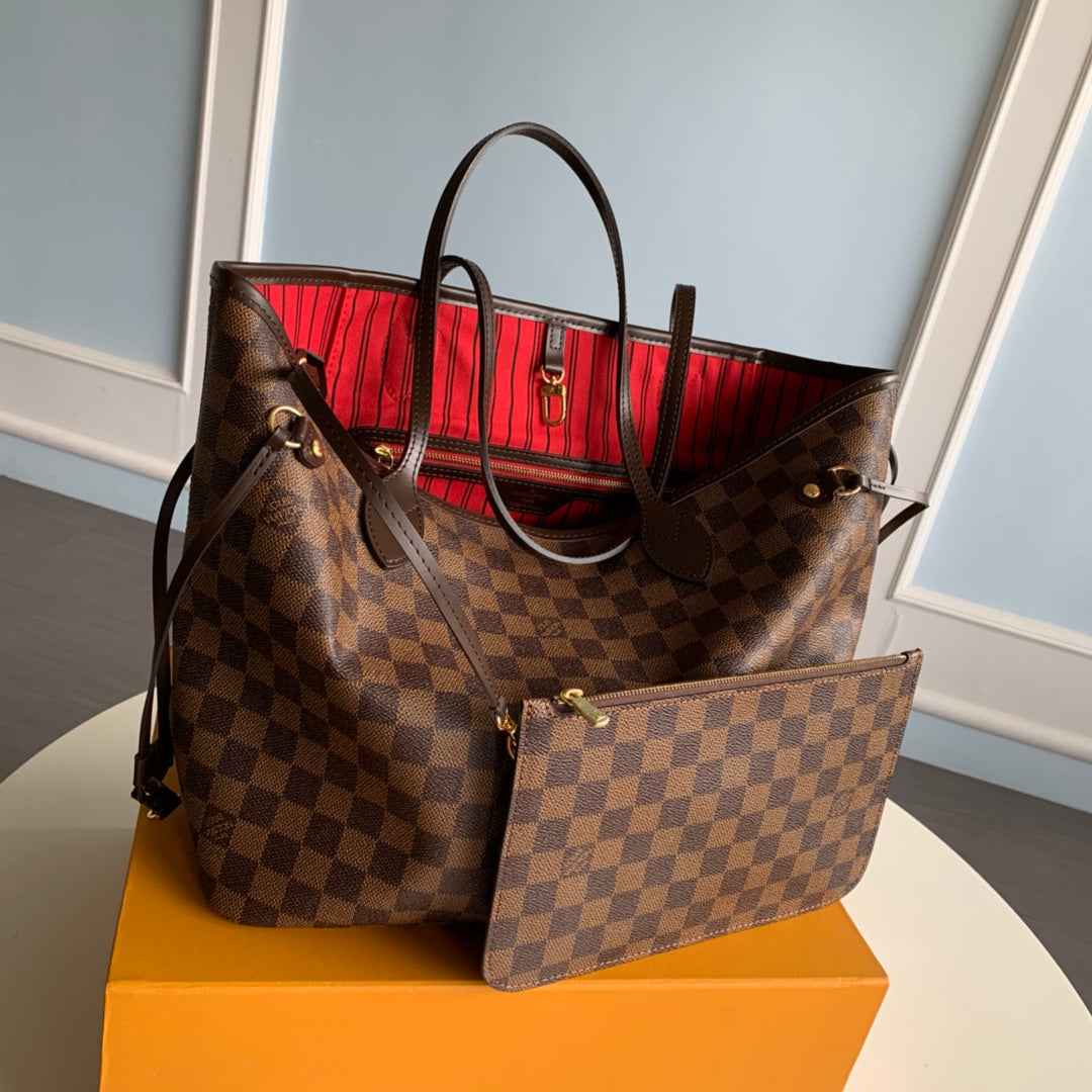 NEVERFULL MM Cherry Damier Ebene RED INSIDE
