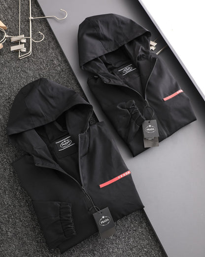 PR Triangular logo red tape hooded jacket 1824100701