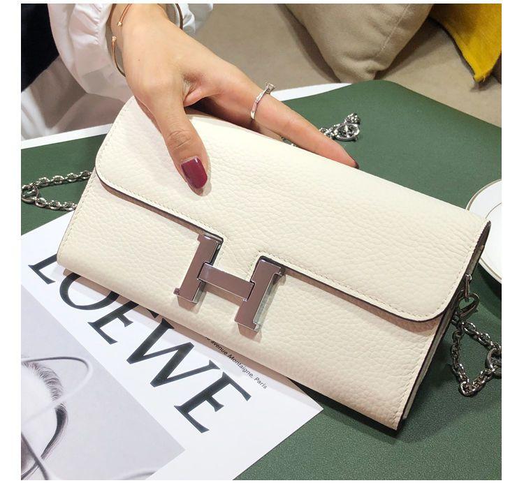 H button Kangkang Wallet Leather Long Wallet 1024032024