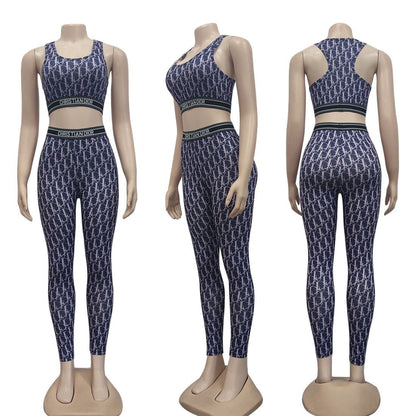 Fashionable sports vest + trousers casual two-piece set XC0823103109