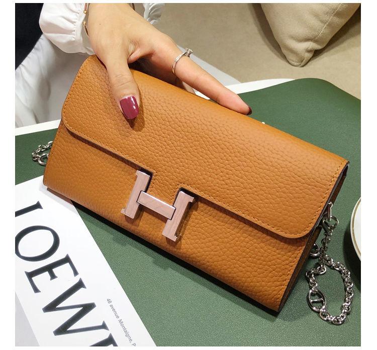 H button Kangkang Wallet Leather Long Wallet 1024032024