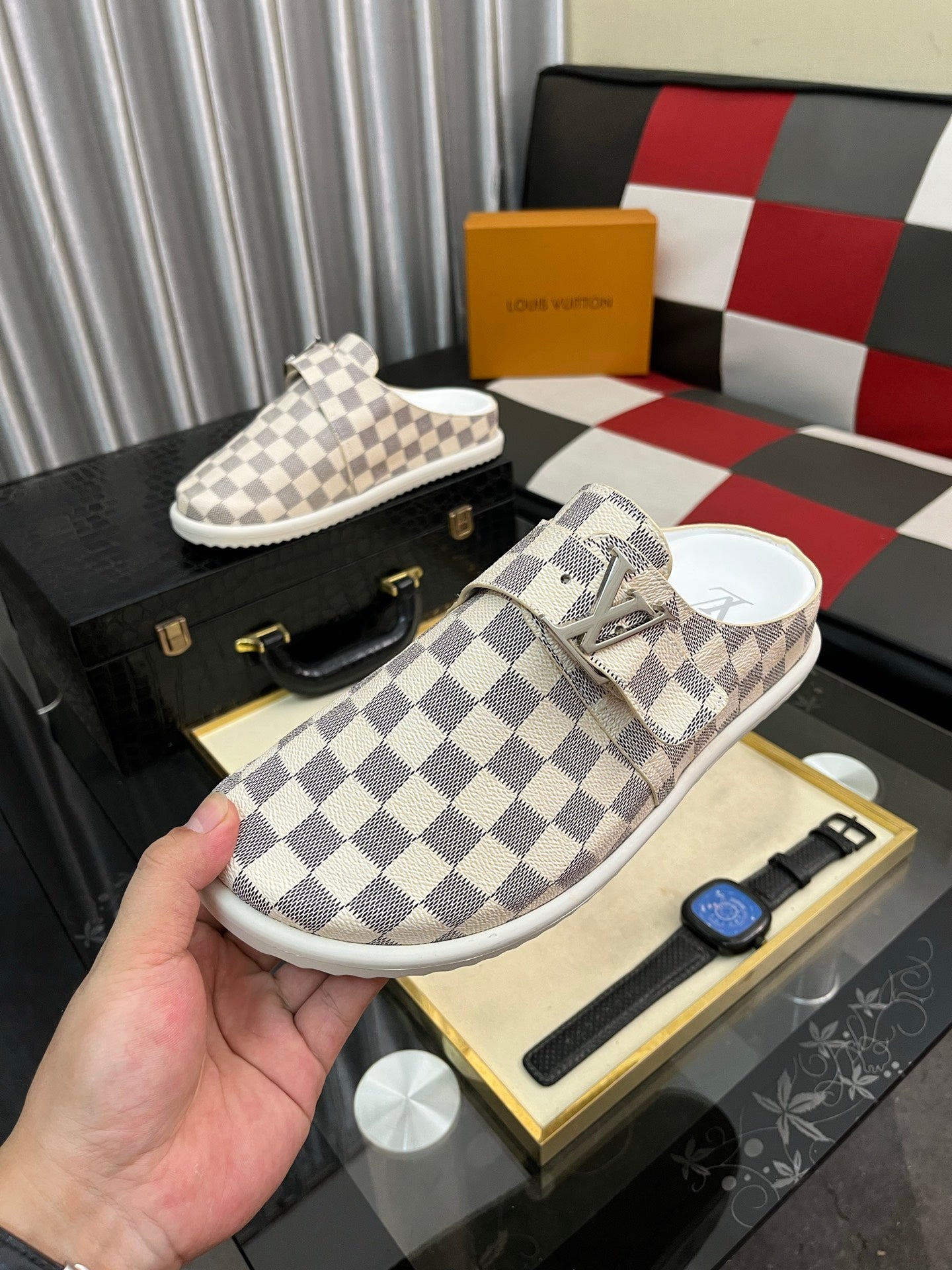 Lvv fashion casual plaid slippers 0725082903