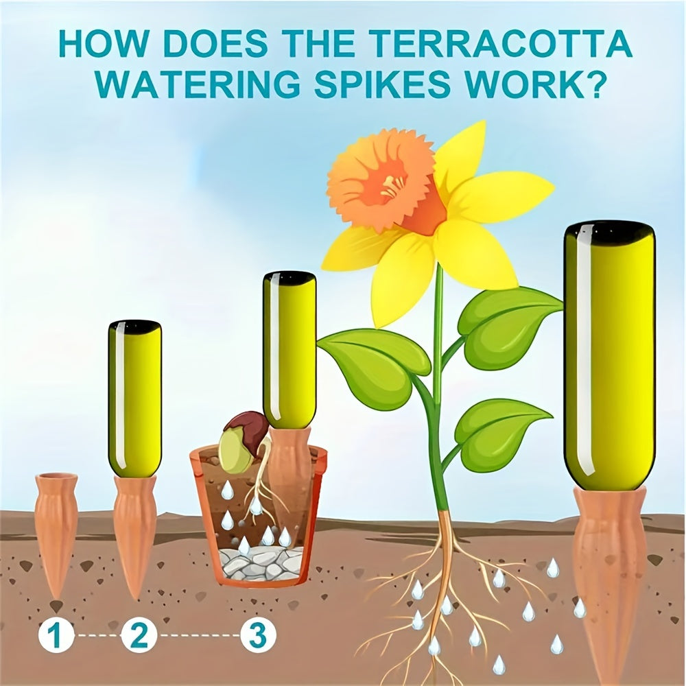 Terracotta Watering Spikes: Auto-Water Irrigation System for Indoor\u002FOutdoor Plants - Applicable to All Kinds of Bottles