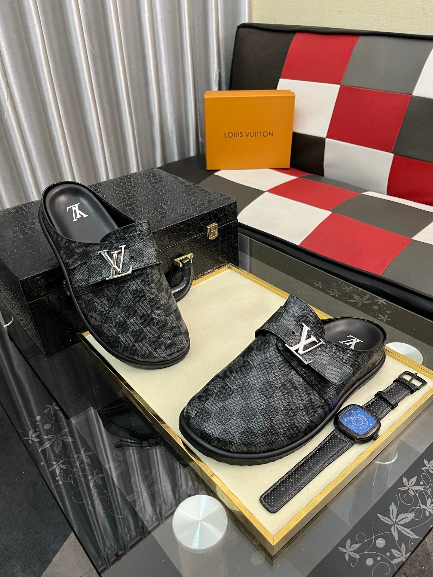 Lvv fashion casual plaid slippers 0725082903