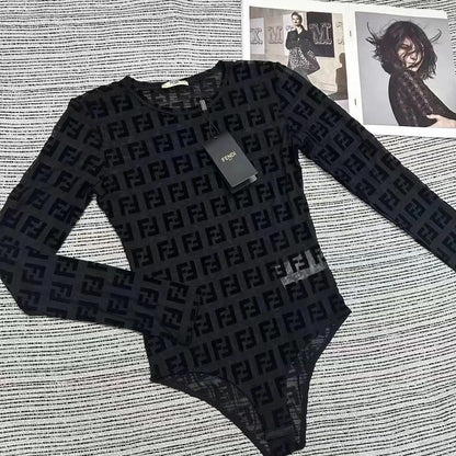 Fashionable Print Mesh Slim-Fit Base Jumpsuit 1024032130